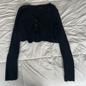 Urban Outfitters Black Ribbed Knit Sweater Cropped